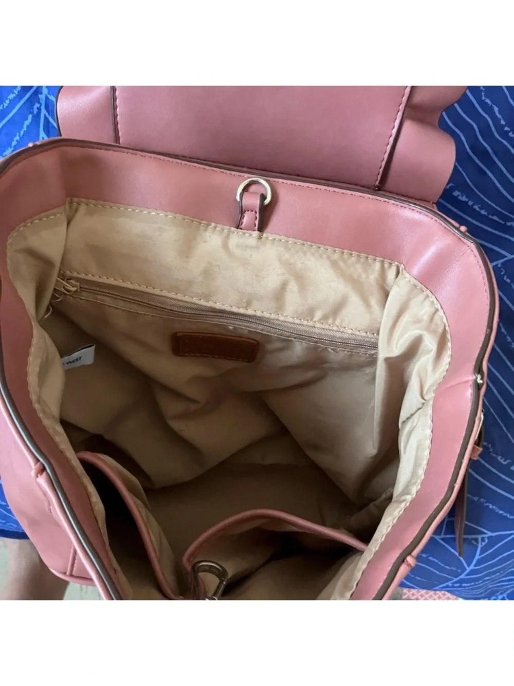 Nine West Rose Pink Ruffle Top-Handle Backpack - Picture 5 of 5
